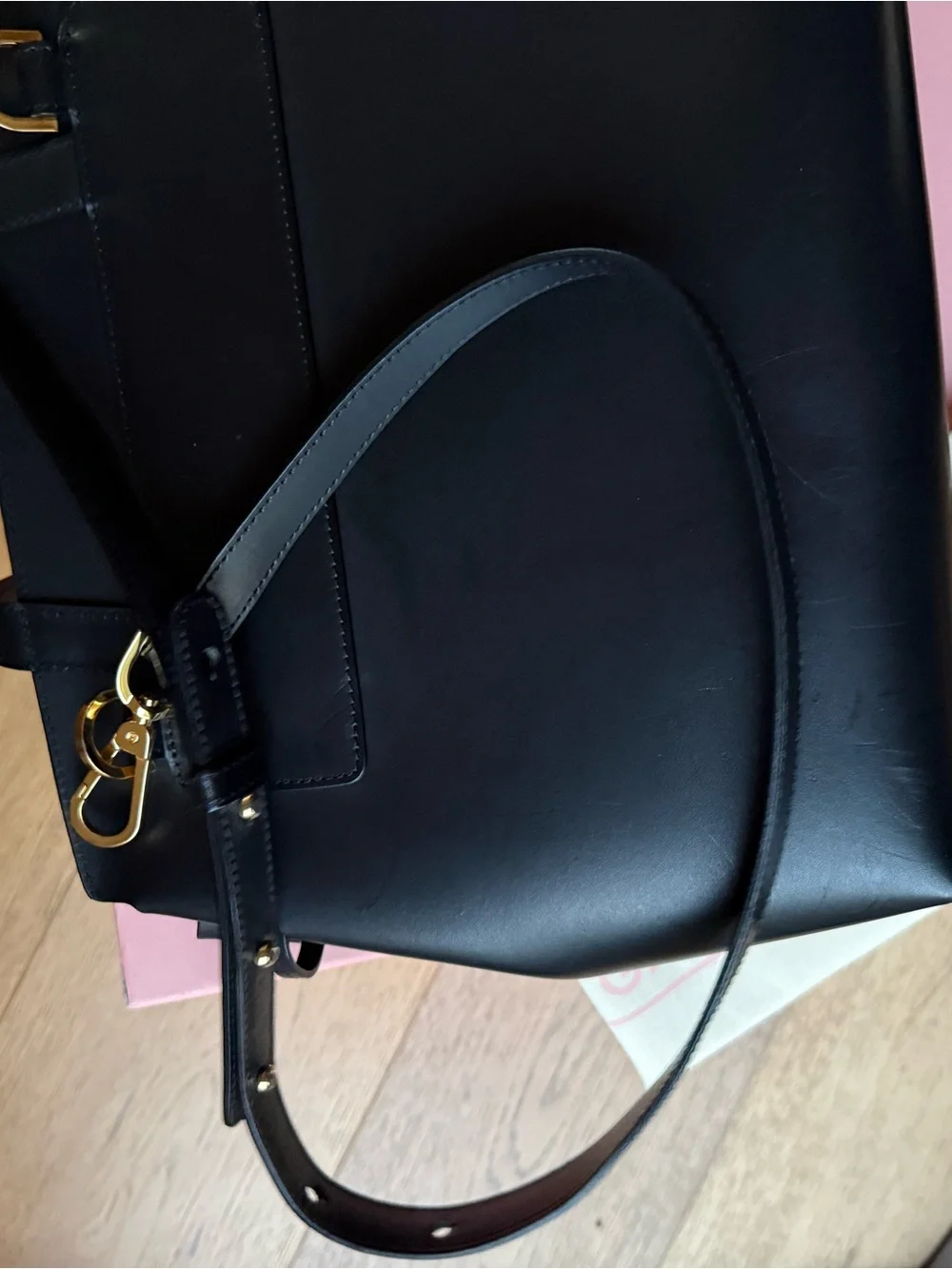 Mansur Gavriel Black Leather Top-Handle large lady bag